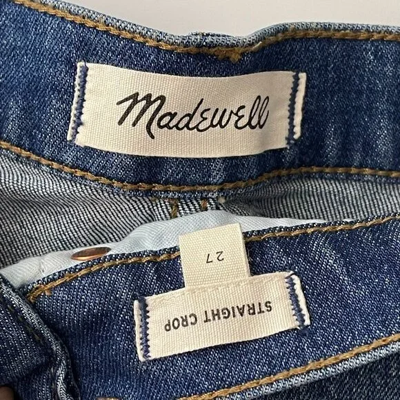 Madewell Straight Jeans 27 High Rise Crop Denim Casual Fall Wardrobe Staple Blue - Picture 7 of 7